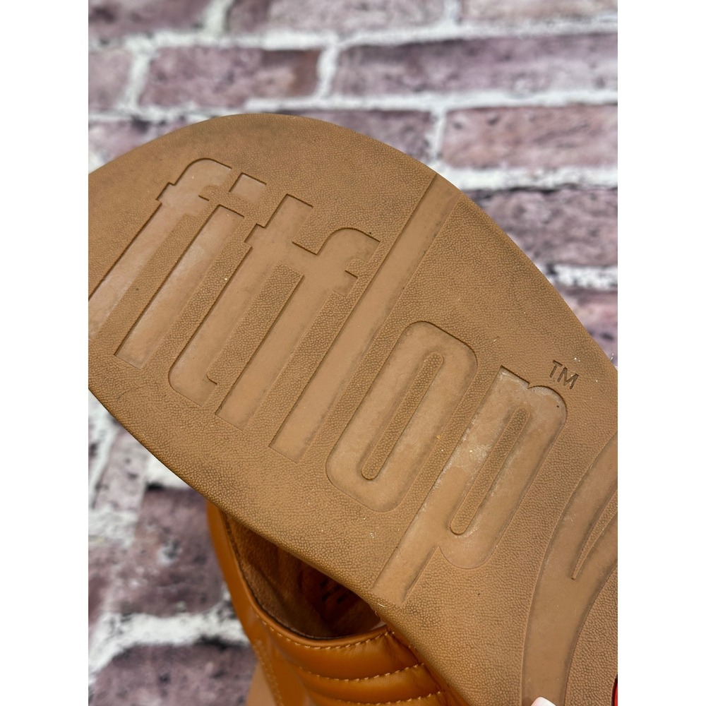 FitFlop Lulu Chevron Leather Toe-Post Sandals Tan Brown DX5-582 Womens 10 - Picture 12 of 16